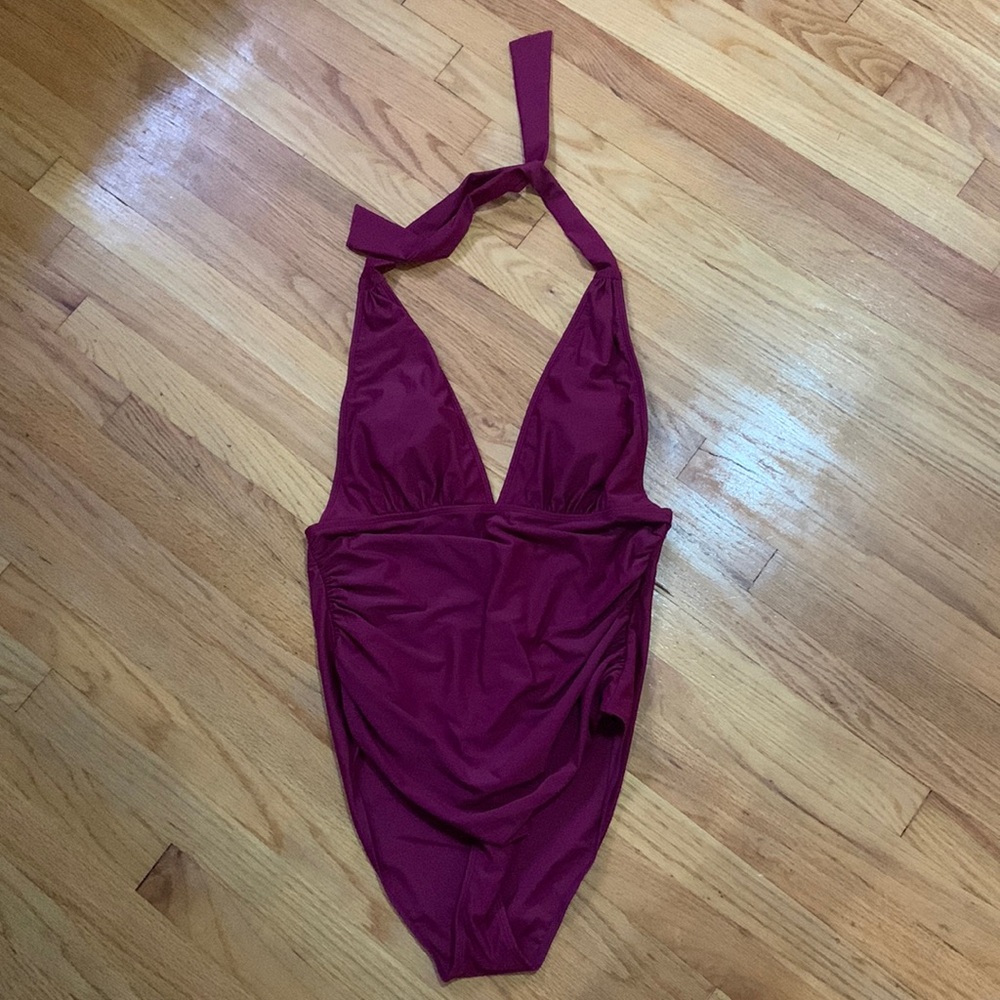 Cupshe Burgundy Halter Swimsuit
